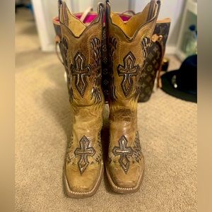 Ladies cowtown sequin cowboy western boots cross and wings